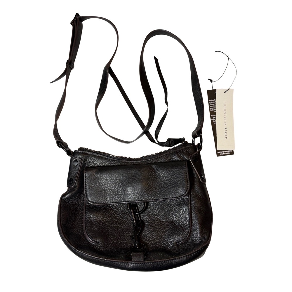 Aimee Kestenberg Essex Crossbody Bag Black Pebbled Leather Adjustable Strap